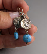 Sterling Silver Ancient Coin Replica Earrings, Horse Head