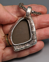 Ammolite Sterling Silver Pendant with Gold Strip on Side