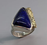 Lapis Sterling Silver Ring with 14kt Gold Strip