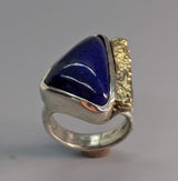 Lapis Sterling Silver Ring with 14kt Gold Strip
