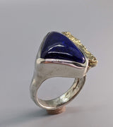 Lapis Sterling Silver Ring with 14kt Gold Strip