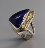 Lapis Sterling Silver Ring with 14kt Gold Strip