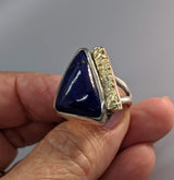 Lapis Sterling Silver Ring with 14kt Gold Strip