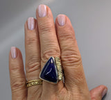 Lapis Sterling Silver Ring with 14kt Gold Strip