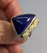 Lapis Sterling Silver Ring with 14kt Gold Strip
