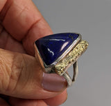 Lapis Sterling Silver Ring with 14kt Gold Strip