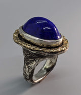 Lapis Sterling Silver Ring with 14kt Gold