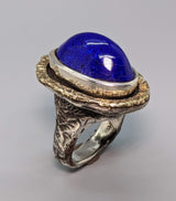 Lapis Sterling Silver Ring with 14kt Gold