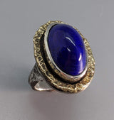 Lapis Sterling Silver Ring with 14kt Gold