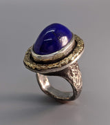 Lapis Sterling Silver Ring with 14kt Gold