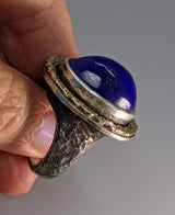 Lapis Sterling Silver Ring with 14kt Gold