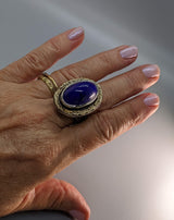 Lapis Sterling Silver Ring with 14kt Gold