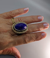 Lapis Sterling Silver Ring with 14kt Gold