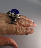 Lapis Sterling Silver Ring with 14kt Gold