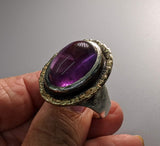 Amethyst Sterling Silver Ring with 14kt Gold Rim