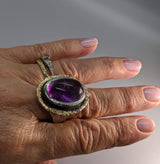 Amethyst Sterling Silver Ring with 14kt Gold Rim