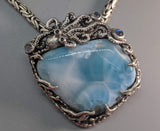 Larimar Sterling Silver Octopus Pendant