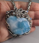 Larimar Sterling Silver Octopus Pendant