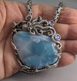 Larimar Sterling Silver Octopus Pendant