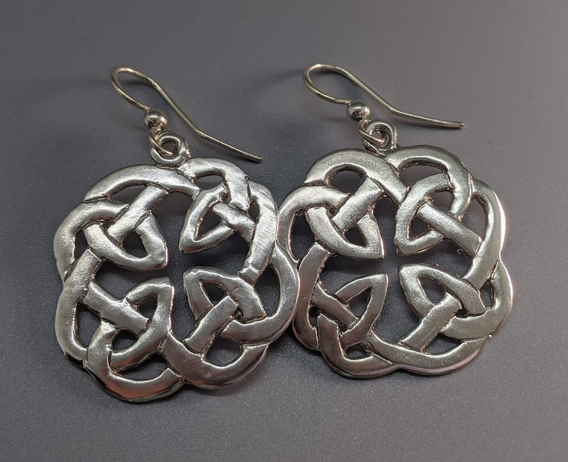 Medium Sterling Silver Book of Kells Round Earrings