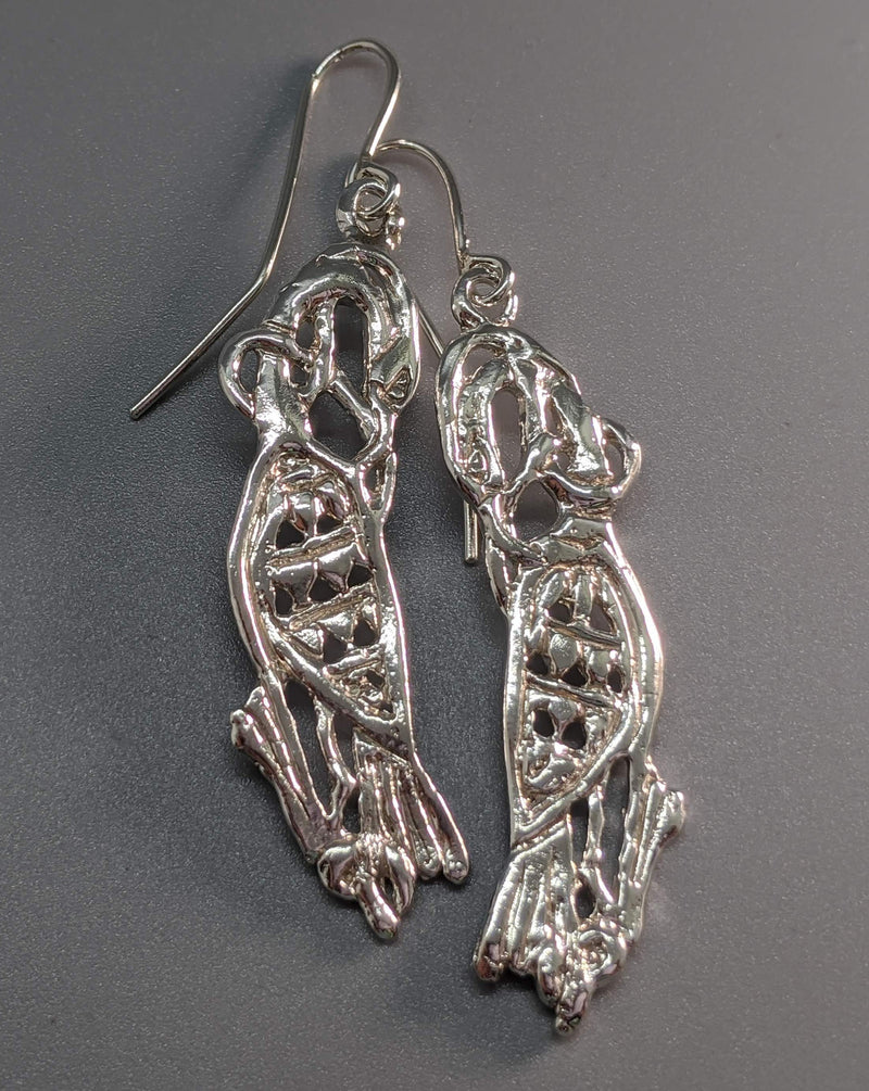 Sterling Silver Celtic Cormorant Earrings, Medium