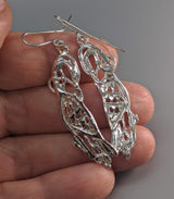 Sterling Silver Celtic Cormorant Earrings, Medium