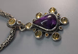 Sugilite Sterling Silver Pendant with Citrines