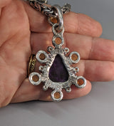Sugilite Sterling Silver Pendant with Citrines