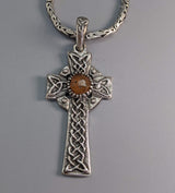 Sterling Silver Celtic Cross with Spessartite Garnet