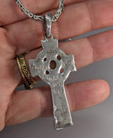 Sterling Silver Celtic Cross with Spessartite Garnet