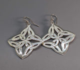 Sterling Silver Square Standing on Its Corner Celtic Earrings
