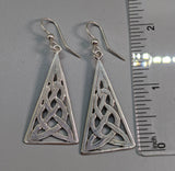 Sterling Silver Long Triangle Celtic Knotwork Earrings