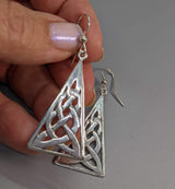 Sterling Silver Long Triangle Celtic Knotwork Earrings