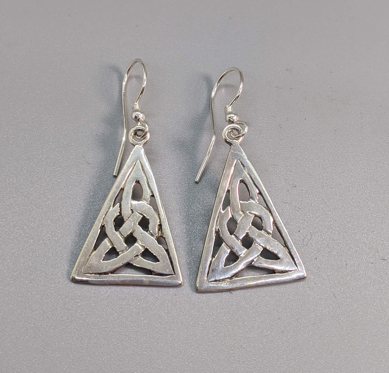 Sterling Silver Small Triangle Celtic Knotwork Earrings