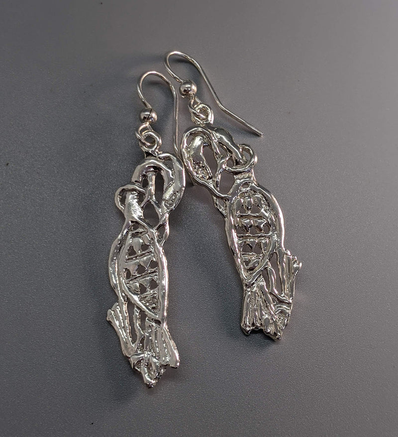 Medium, Revised Sterling Silver Cormorant Earrings