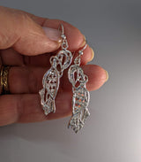 Medium, Revised Sterling Silver Cormorant Earrings