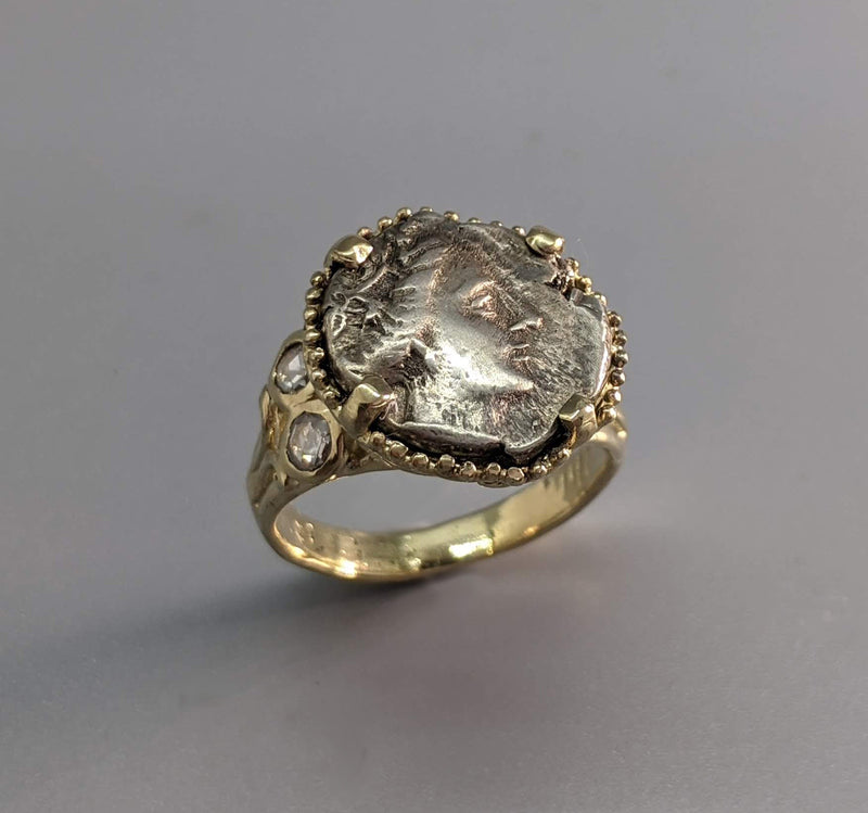 Ancient Histiaia, AR Tetrobol, 14kt Gold