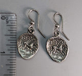 Sterling Silver Ancient Coin Replica Earrings, Celtic Horse