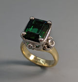 Very Fine Tourmaline, Platinum, 14kt Gold Ring with Diamonds
