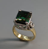 Very Fine Tourmaline, Platinum, 14kt Gold Ring with Diamonds
