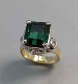 Very Fine Tourmaline, Platinum, 14kt Gold Ring with Diamonds