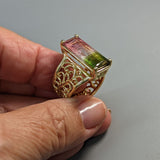 Bi-Color Tourmaline, 14kt Gold Lacy Band