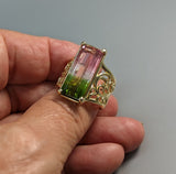 Bi-Color Tourmaline, 14kt Gold Lacy Band