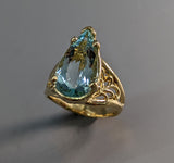Aquamarine in 14kt Gold Lacy Ring