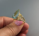 Aquamarine in 14kt Gold Lacy Ring