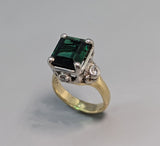 Very Fine Tourmaline, Platinum, 14kt Gold Ring with Diamonds