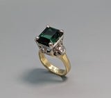 Very Fine Tourmaline, Platinum, 14kt Gold Ring with Diamonds