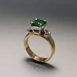 Emerald and Diamonds in Platinum and 14kt Gold Ring