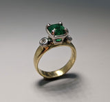 Emerald and Diamonds in Platinum and 14kt Gold Ring
