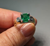 Emerald and Diamonds in Platinum and 14kt Gold Ring